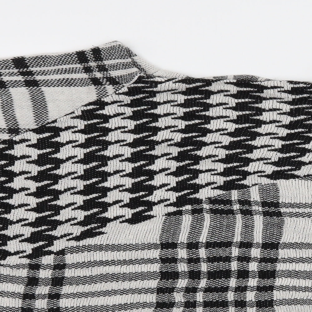 TU Womens White Houndstooth Knit Pullover Jumper Size 14