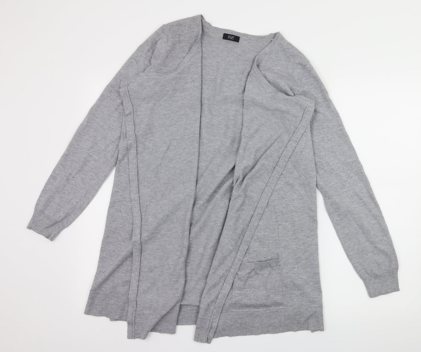 F&F Womens Grey  Knit Cardigan Jumper Size 14