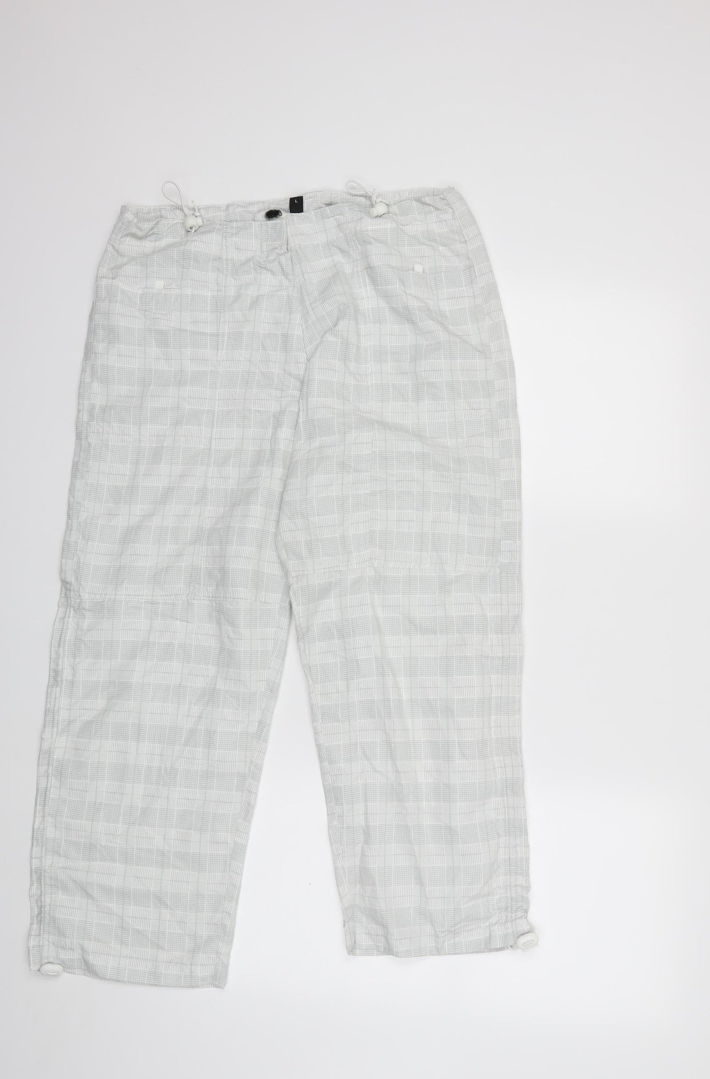 Maddona wear Womens Grey Check  Cropped Trousers Size L L25 in
