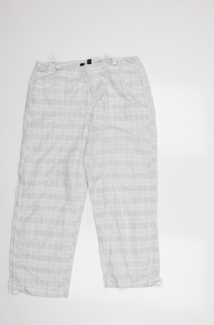 Maddona wear Womens Grey Check  Cropped Trousers Size L L25 in