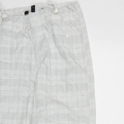 Maddona wear Womens Grey Check  Cropped Trousers Size L L25 in