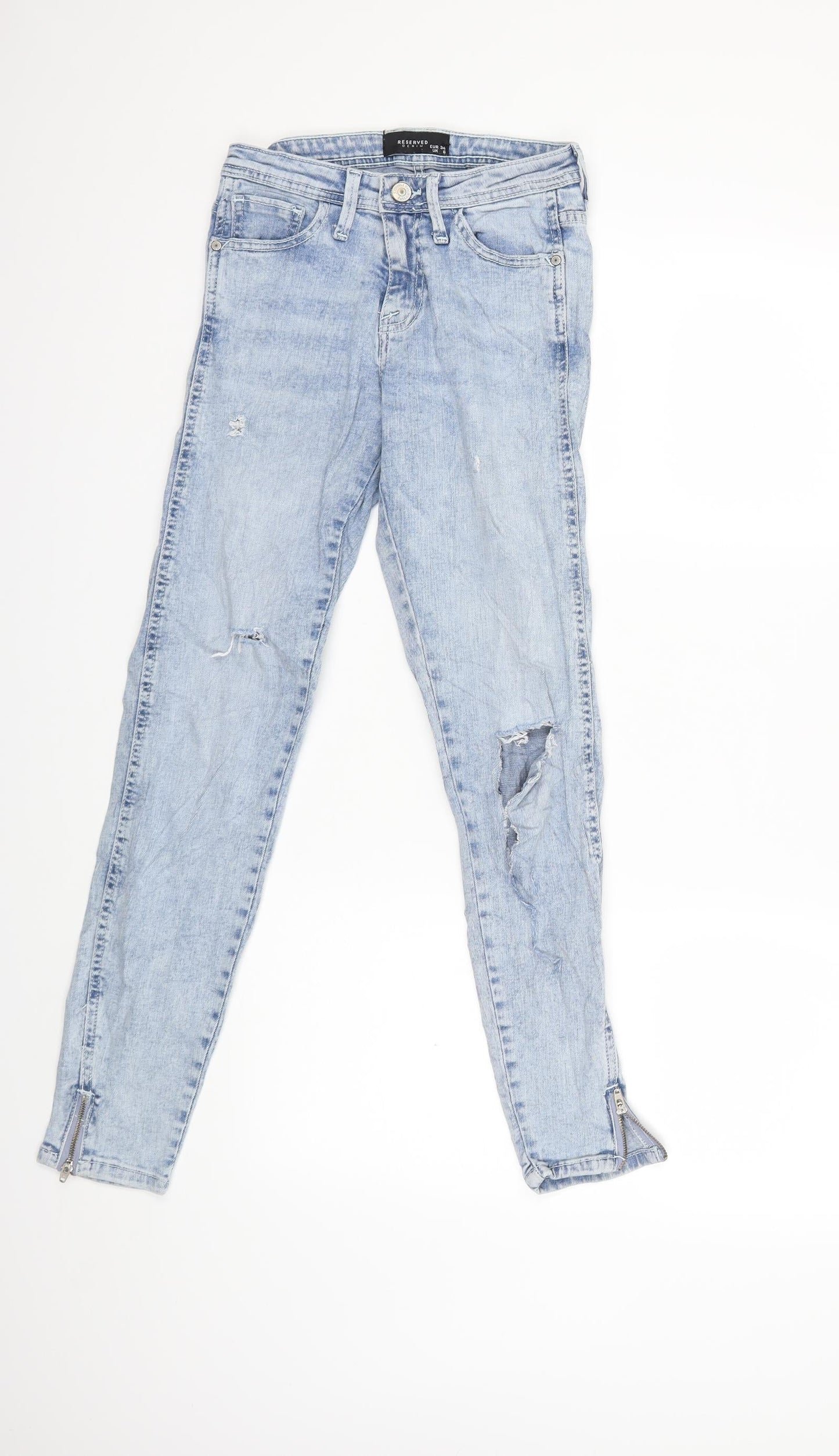 Womens UK Size 6 RESERVED Regular Fit Skinny Blue Jeans