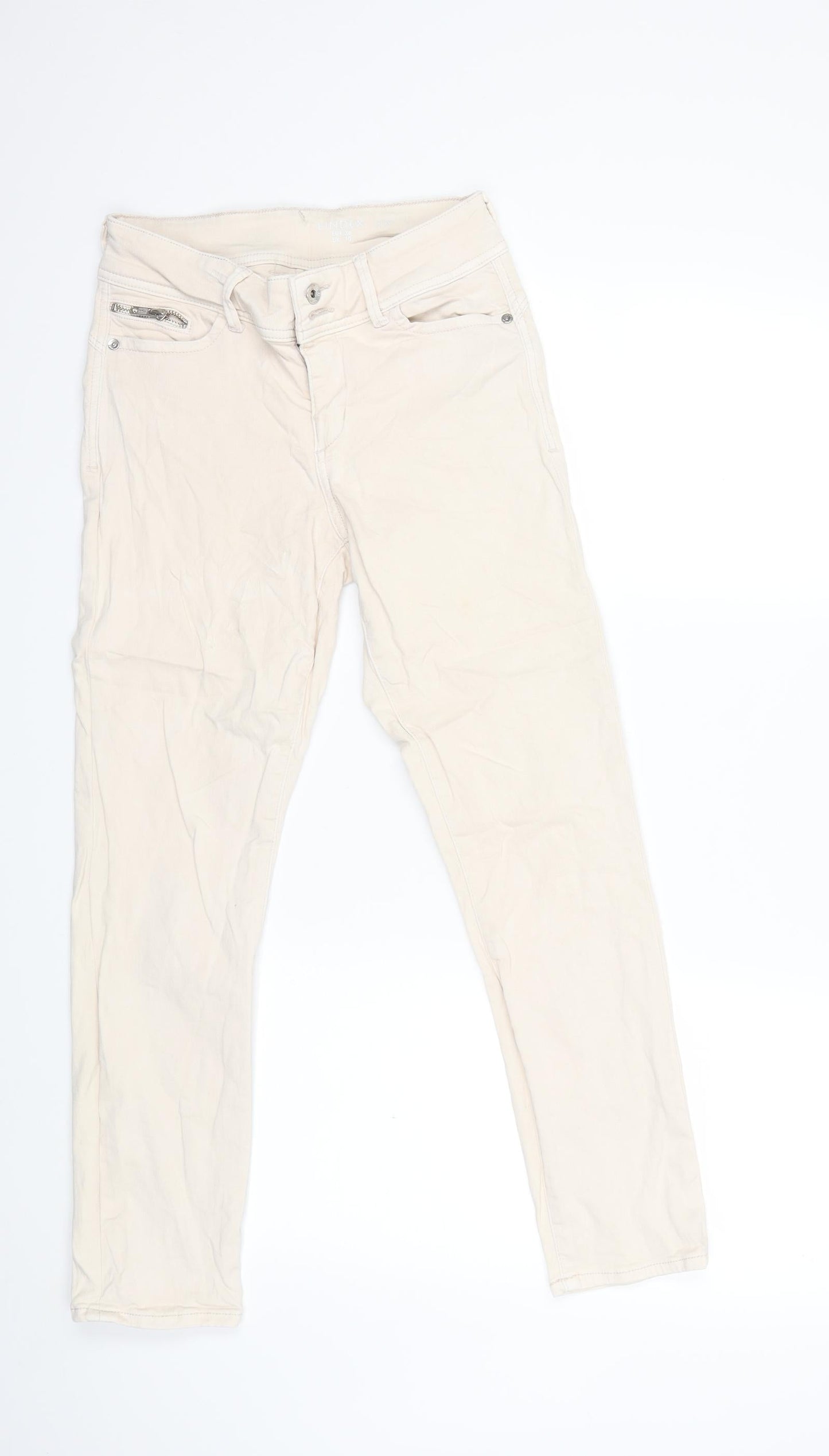 Womens UK Size 10 Lindex Regular Fit Skinny Beige Jeans