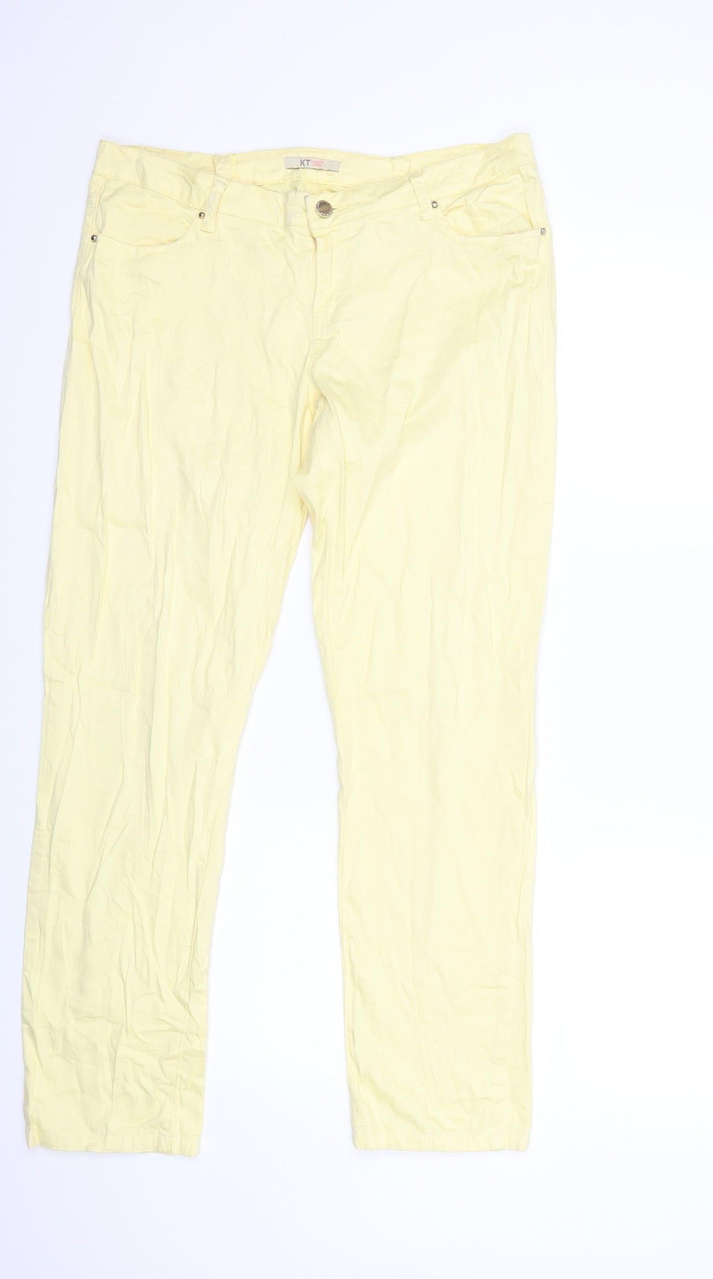KASHITU  Womens Yellow  Denim Straight Jeans Size 34 in L28 in