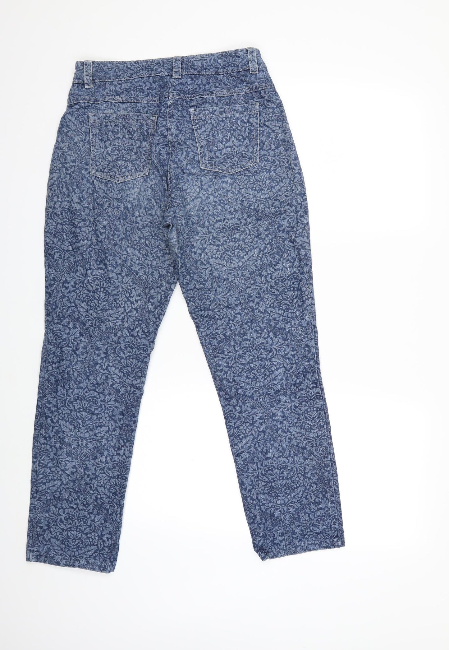 KMX Womens Blue Floral Denim Straight Jeans Size 28 in L25 in