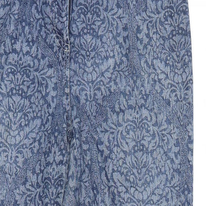 KMX Womens Blue Floral Denim Straight Jeans Size 28 in L25 in