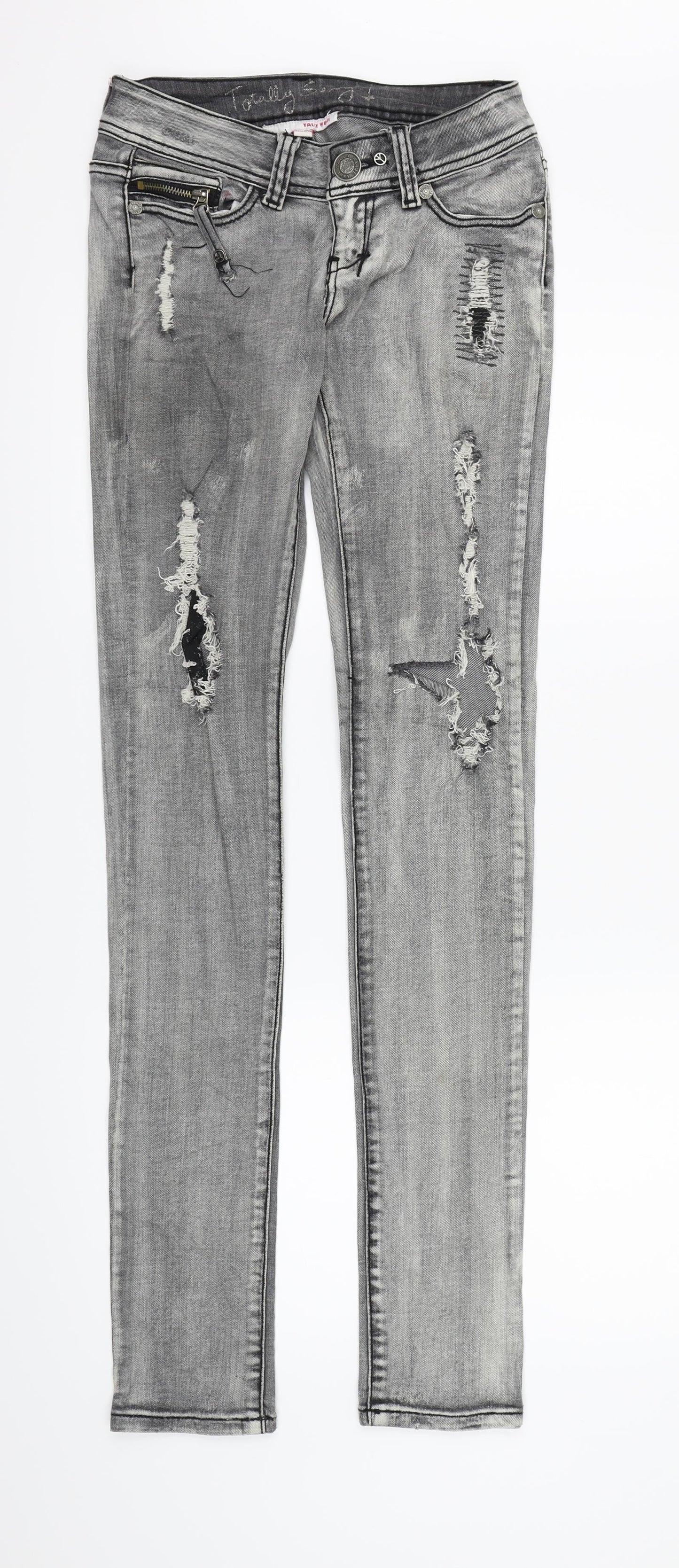 Womens UK Size 2XS TALLY WEiJL Regular Fit Skinny Grey Jeans
