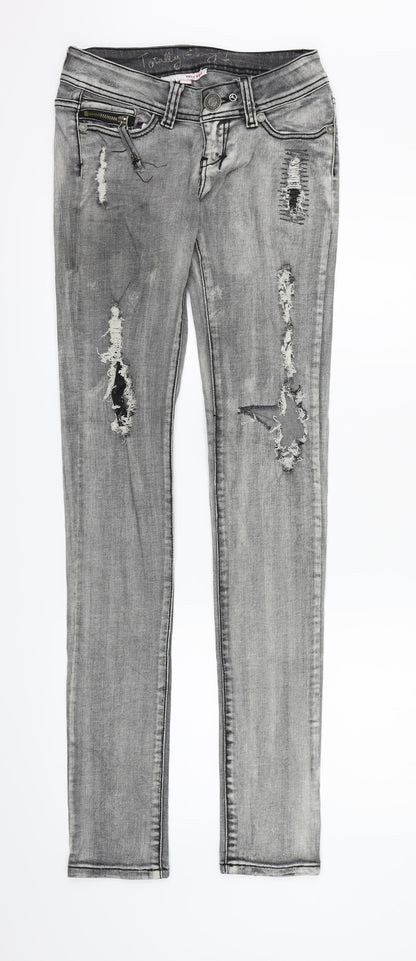 Womens UK Size 2XS TALLY WEiJL Regular Fit Skinny Grey Jeans