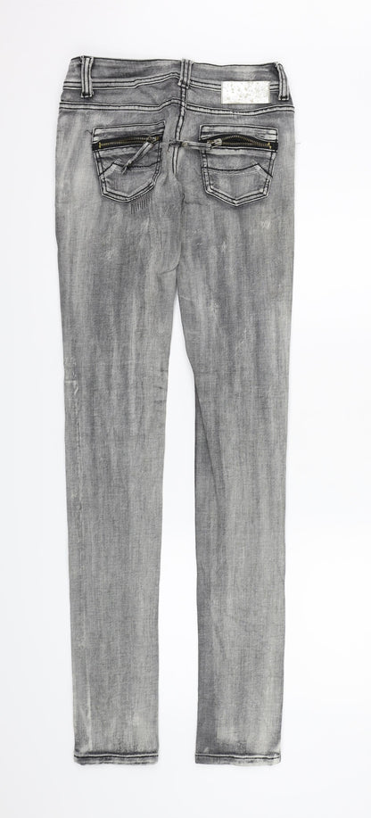 Womens UK Size 2XS TALLY WEiJL Regular Fit Skinny Grey Jeans