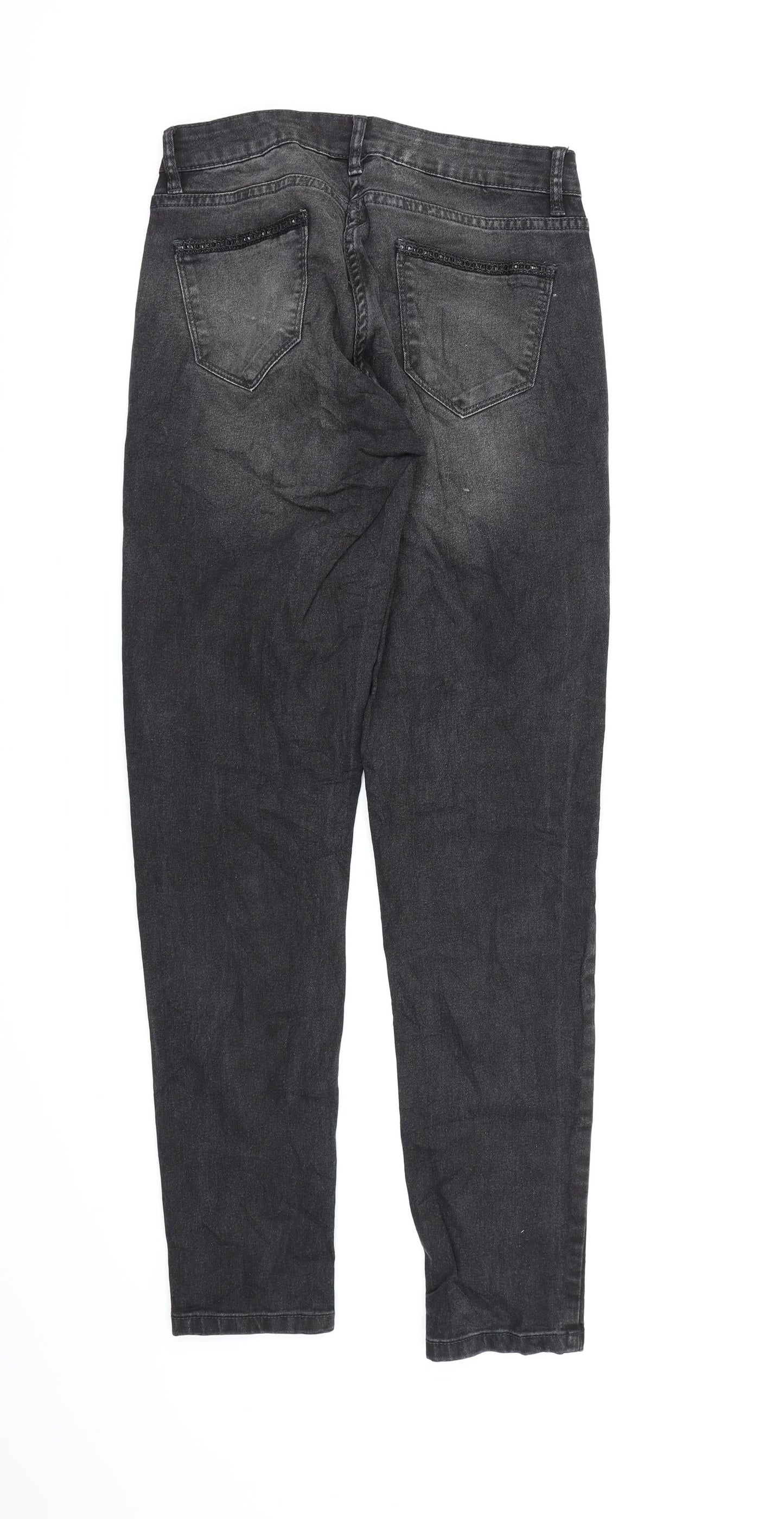 Up 2 Fashion Womens Black  Denim Mom Jeans Size 10 L30 in