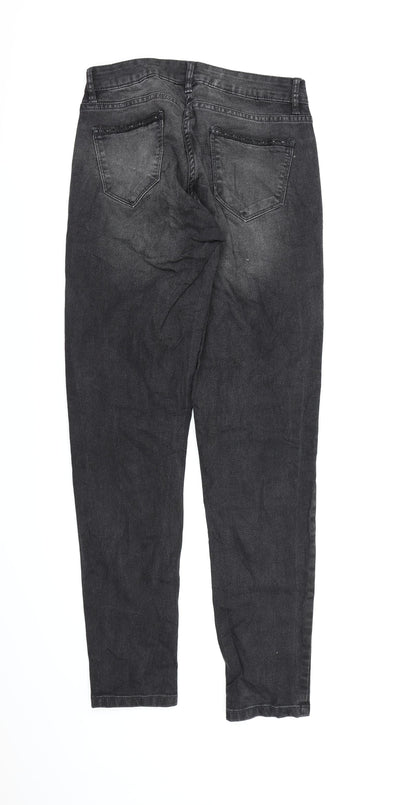Up 2 Fashion Womens Black  Denim Mom Jeans Size 10 L30 in