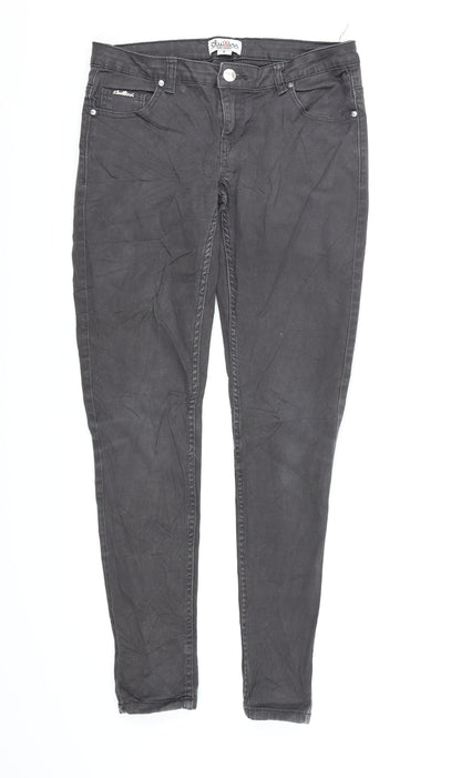 Womens UK Size S Preworn Regular Fit Skinny Grey Jeans