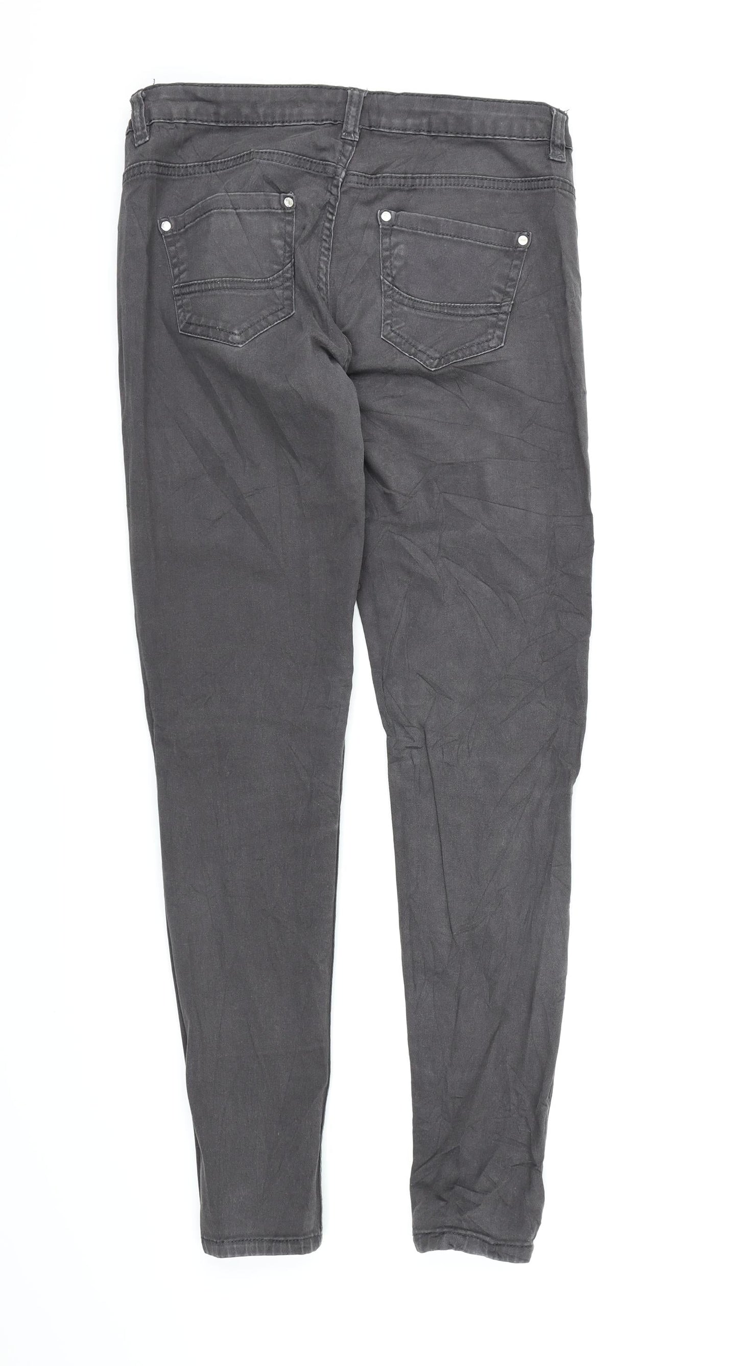 Womens UK Size S Preworn Regular Fit Skinny Grey Jeans