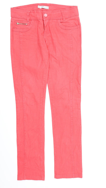 Womens UK Size 12 Preworn Regular Fit Straight Pink Jeans