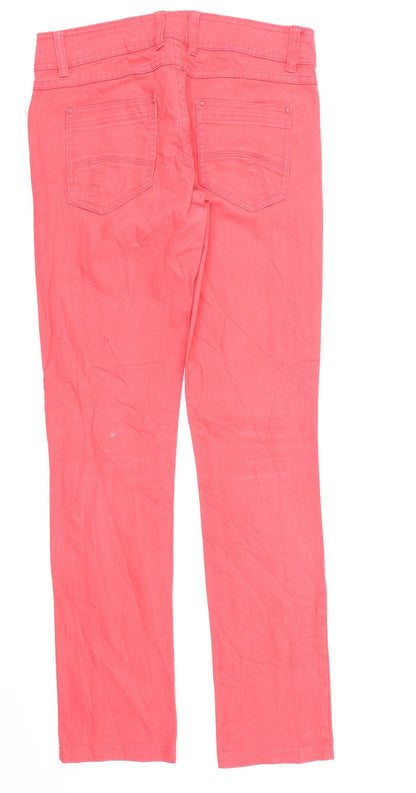 Womens UK Size 12 Preworn Regular Fit Straight Pink Jeans