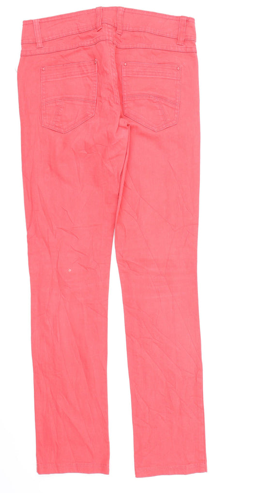 Womens UK Size 12 Preworn Regular Fit Straight Pink Jeans