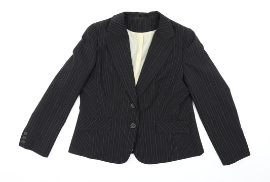 Dorothy Perkins Womens Black Striped Rayon Jacket Blazer Size 18