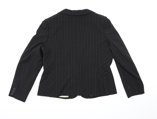 Dorothy Perkins Womens Black Striped Rayon Jacket Blazer Size 18