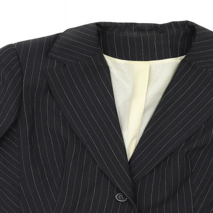 Dorothy Perkins Womens Black Striped Rayon Jacket Blazer Size 18