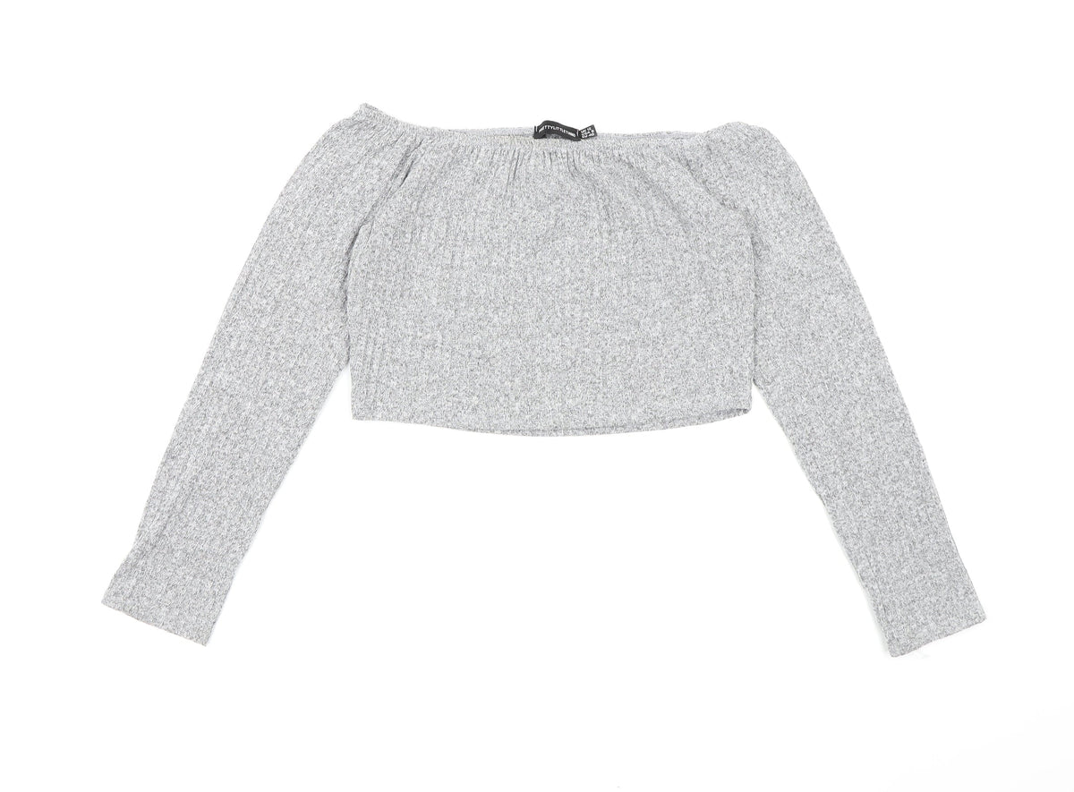 PRETTYLITTLETHING Womens Grey  Knit Pullover Jumper Size 12