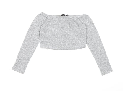 PRETTYLITTLETHING Womens Grey  Knit Pullover Jumper Size 12