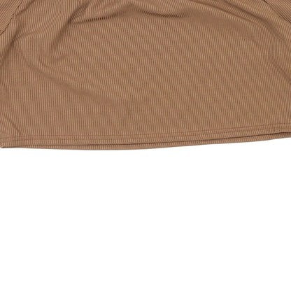 Womens UK Size 12 PRETTYLITTLETHING Brown Cropped Blouse