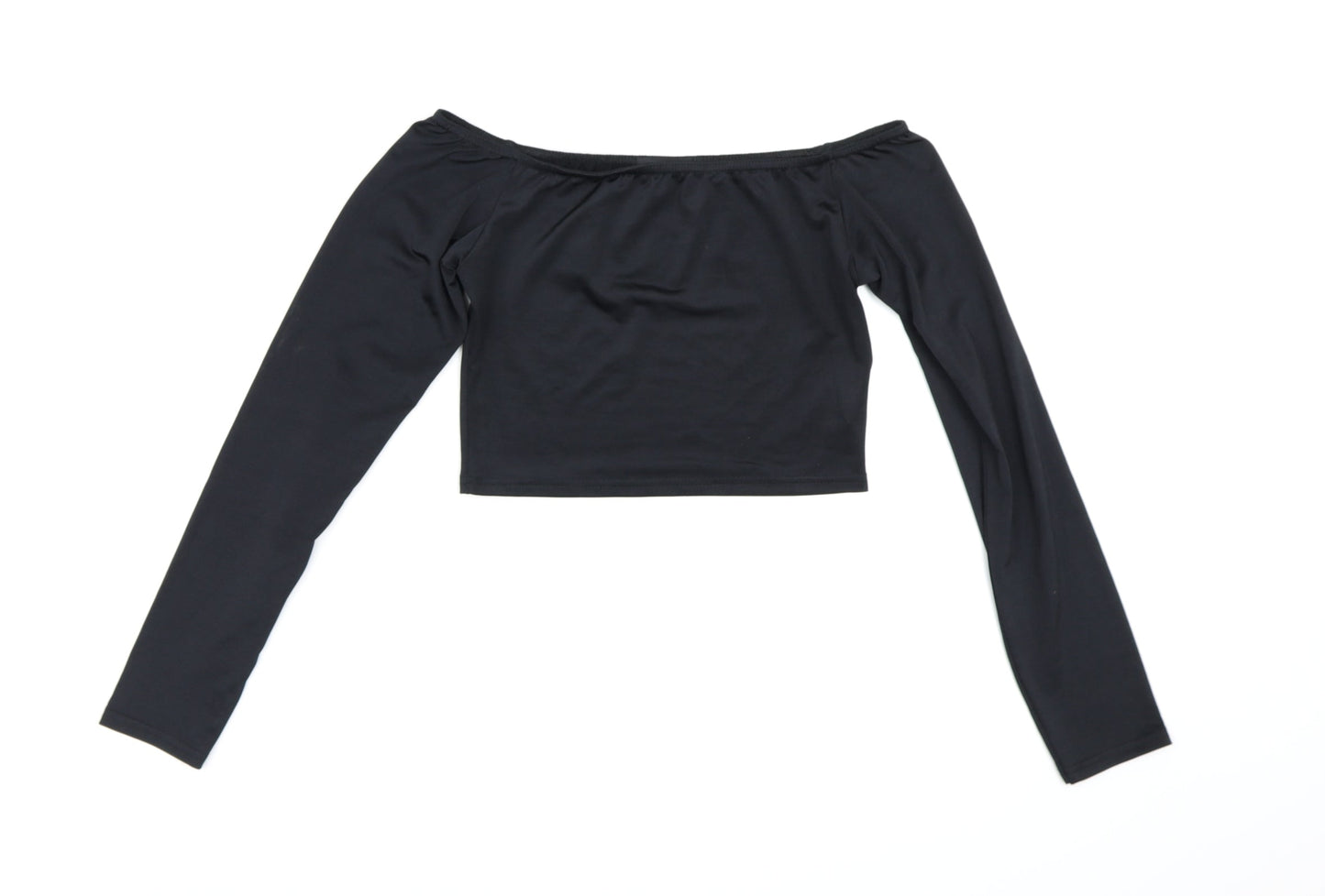 Womens UK Size 10 PRETTYLITTLETHING Black Cropped Blouse
