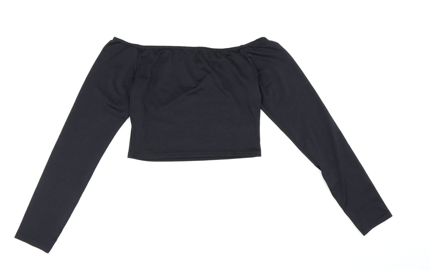 Womens UK Size 10 PRETTYLITTLETHING Black Cropped Blouse
