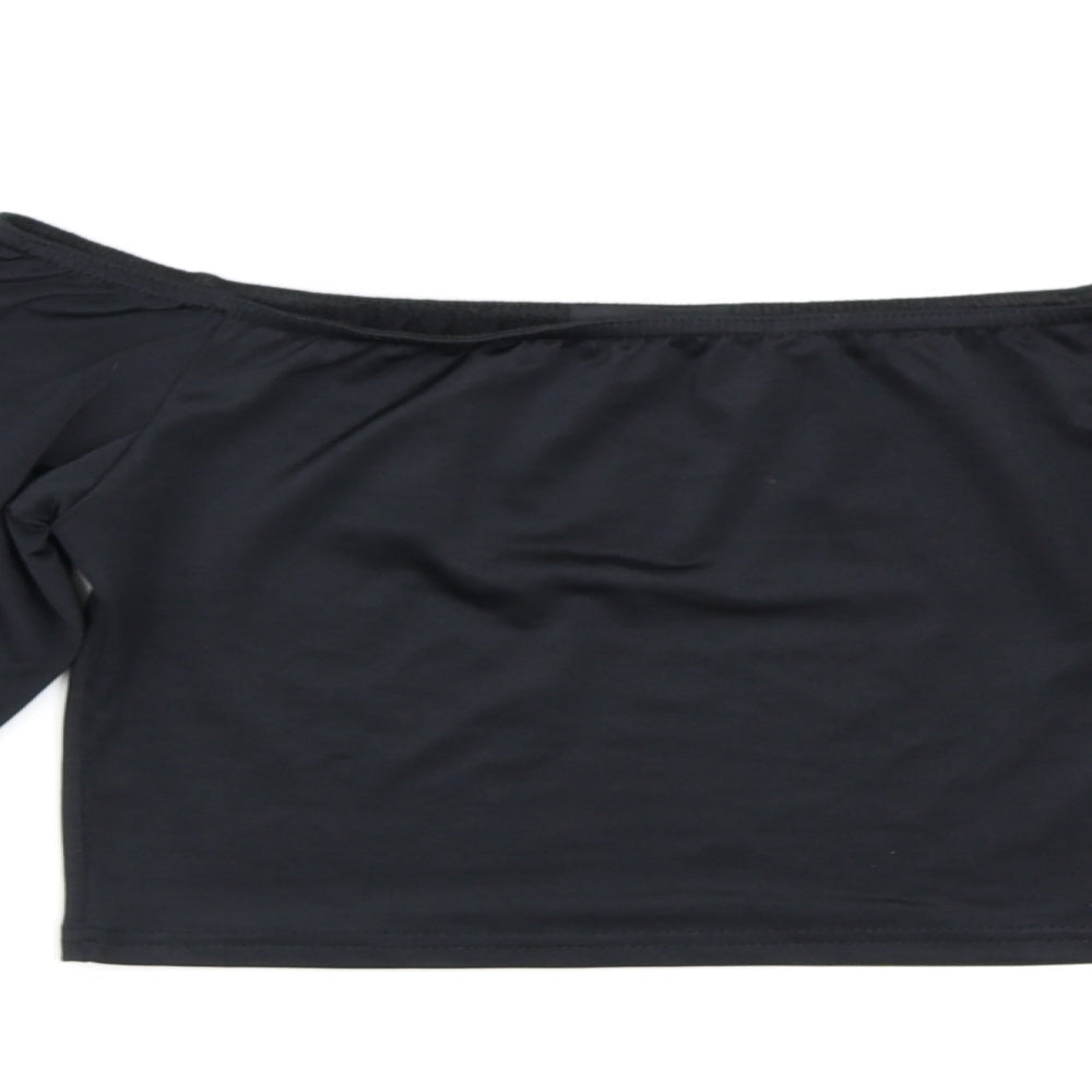 Womens UK Size 10 PRETTYLITTLETHING Black Cropped Blouse