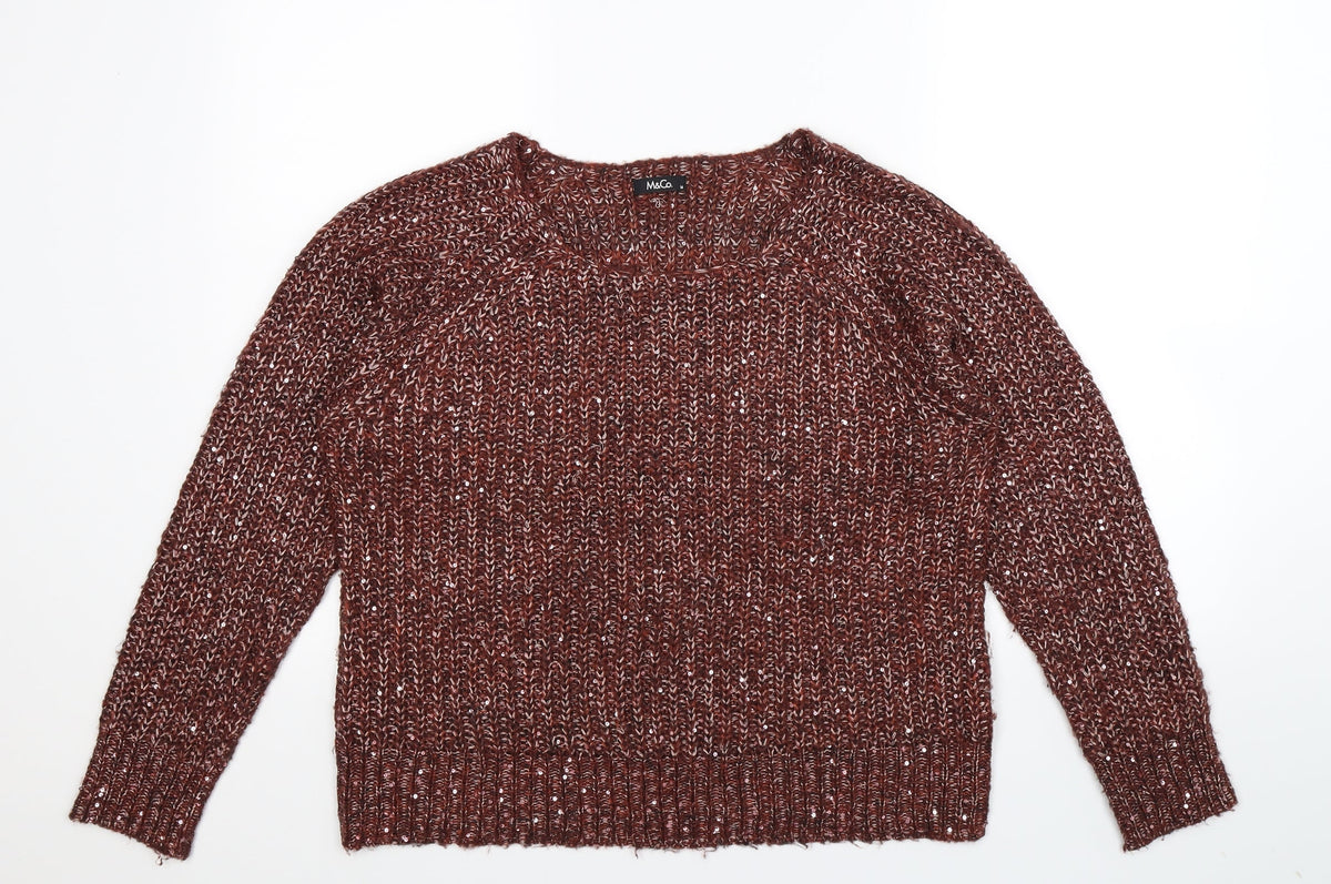 M&Co Womens Brown  Knit Pullover Jumper Size M