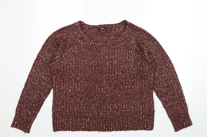 M&Co Womens Brown  Knit Pullover Jumper Size M