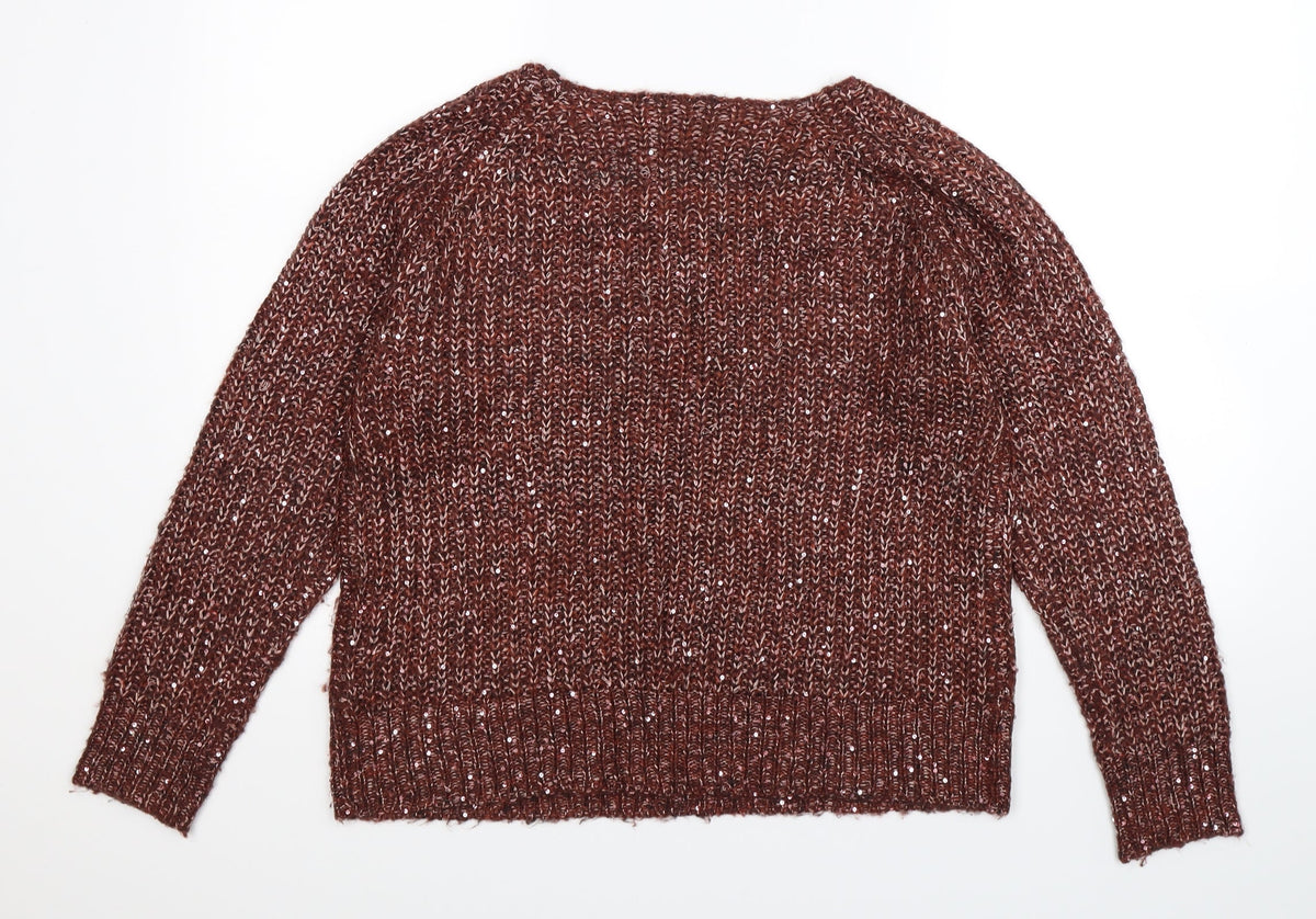 M&Co Womens Brown  Knit Pullover Jumper Size M