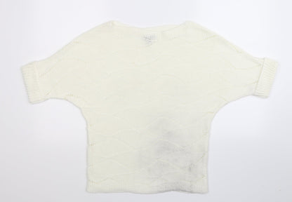 2 Elles Womens White  Knit Pullover Jumper Size L