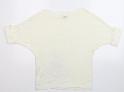 2 Elles Womens White  Knit Pullover Jumper Size L