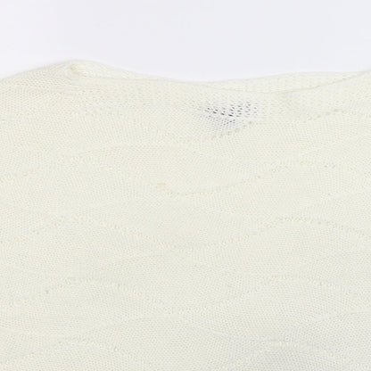 2 Elles Womens White  Knit Pullover Jumper Size L