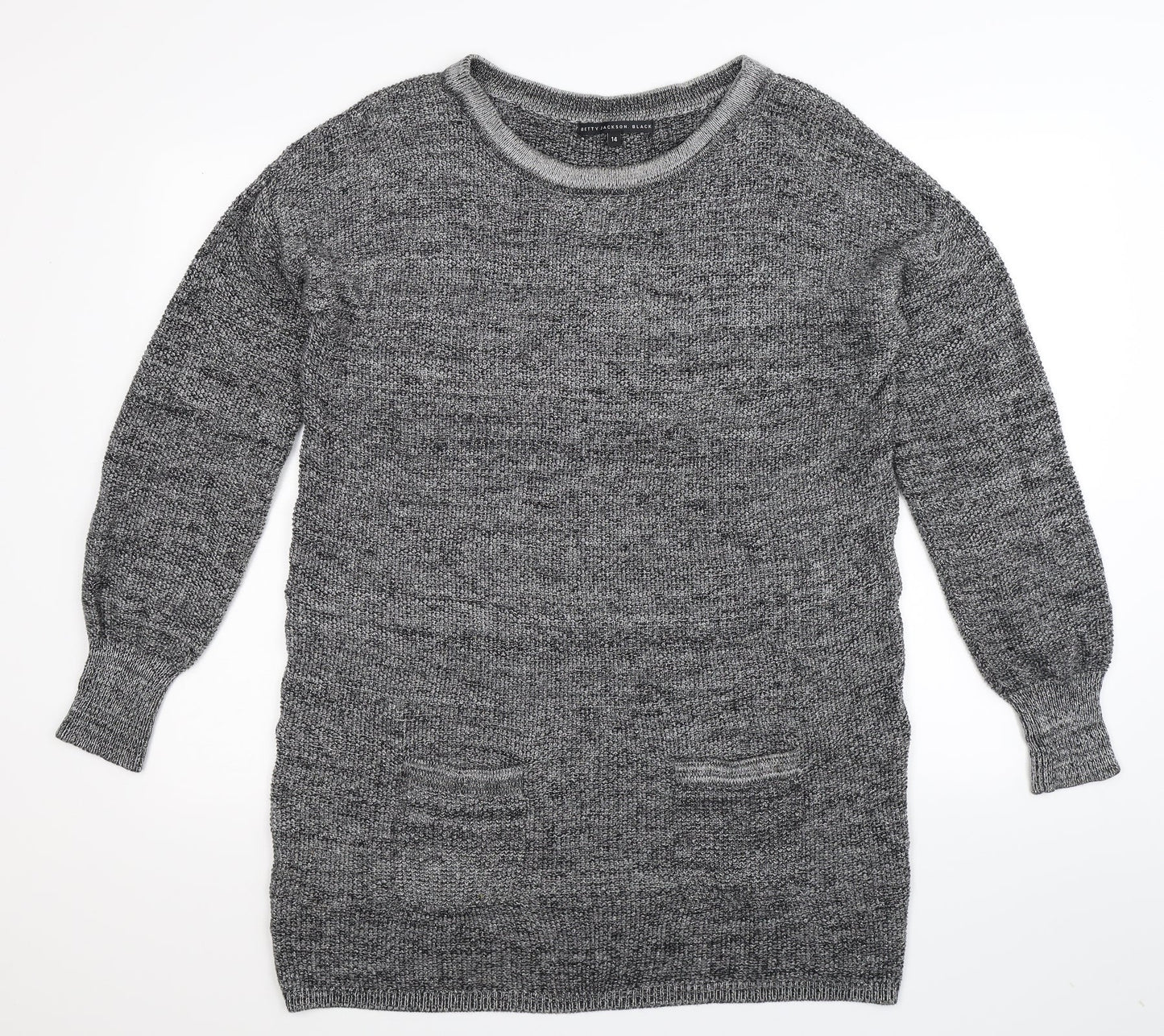 Betty Jackson Womens Grey  Knit Pullover Jumper Size 14  - Oversized