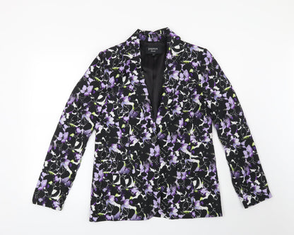 Papaya Womens Black Floral  Jacket Blazer Size 12