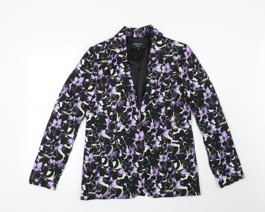 Papaya Womens Black Floral  Jacket Blazer Size 12