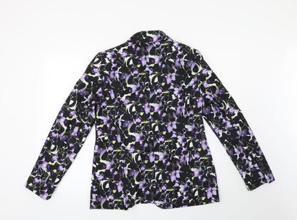 Papaya Womens Black Floral  Jacket Blazer Size 12