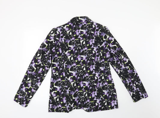 Papaya Womens Black Floral  Jacket Blazer Size 12