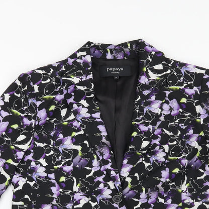Papaya Womens Black Floral  Jacket Blazer Size 12