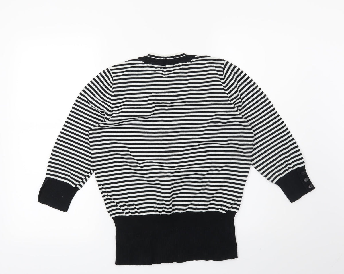 Debenhams Womens Black Striped  Pullover Jumper Size 14