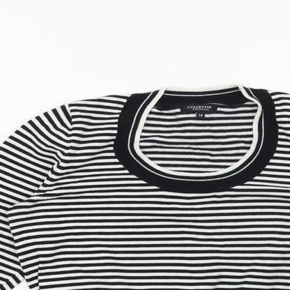 Debenhams Womens Black Striped  Pullover Jumper Size 14