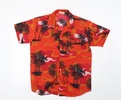 SEA & SUN Mens Red    Button-Up Size M  - Palm Trees