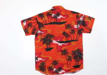 SEA & SUN Mens Red    Button-Up Size M  - Palm Trees