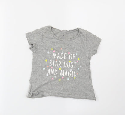 Gap Girls Grey   Basic T-Shirt Size 4 Years  - Made of Star Dust and Magic