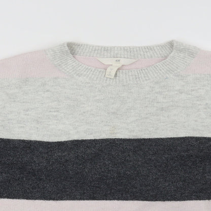 H&M Womens Grey Striped  Pullover Jumper Size M