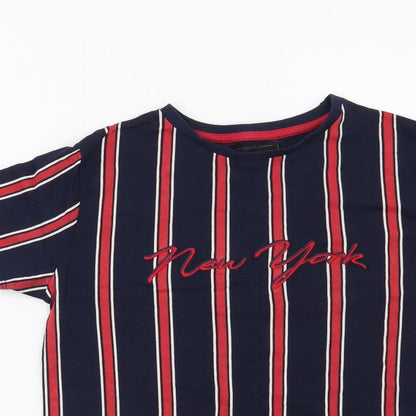 Threadboys Boys Blue Striped  Basic T-Shirt Size 11-12 Years