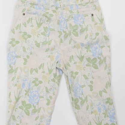 F&F Womens Beige Floral  Cropped Jeans Size 30 in
