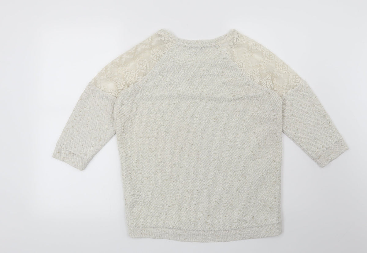 Next Womens Beige Geometric  Pullover Sweatshirt Size 8